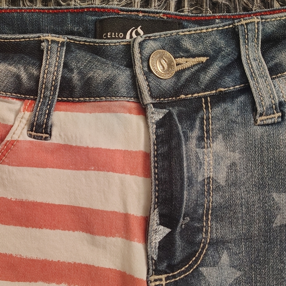 Americana Cello Stars & Stripes Jean Shorts Small - Picture 5 of 6